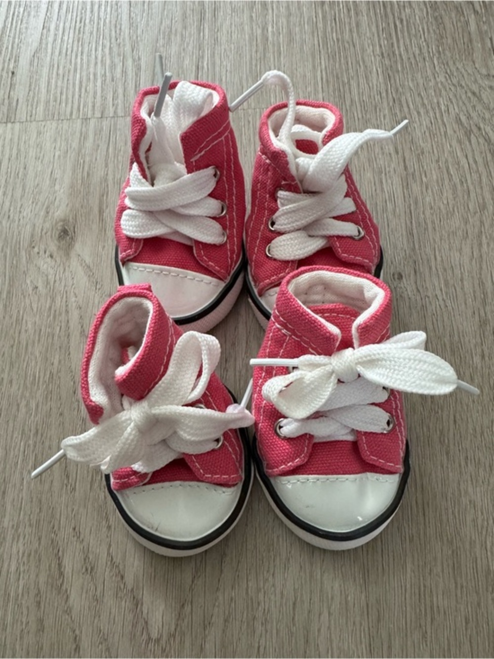 Dog Sneakers Pink Canvas Puppy Shoes Set of 4 Size 5 Non-Slip Paw Boots